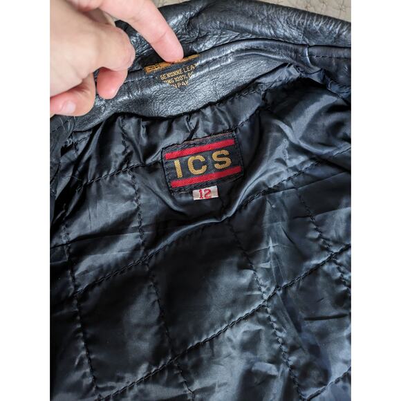 1990's Genuine Vintage Leather ICS Cropped Jacket Size 12 - Picture 6 of 6